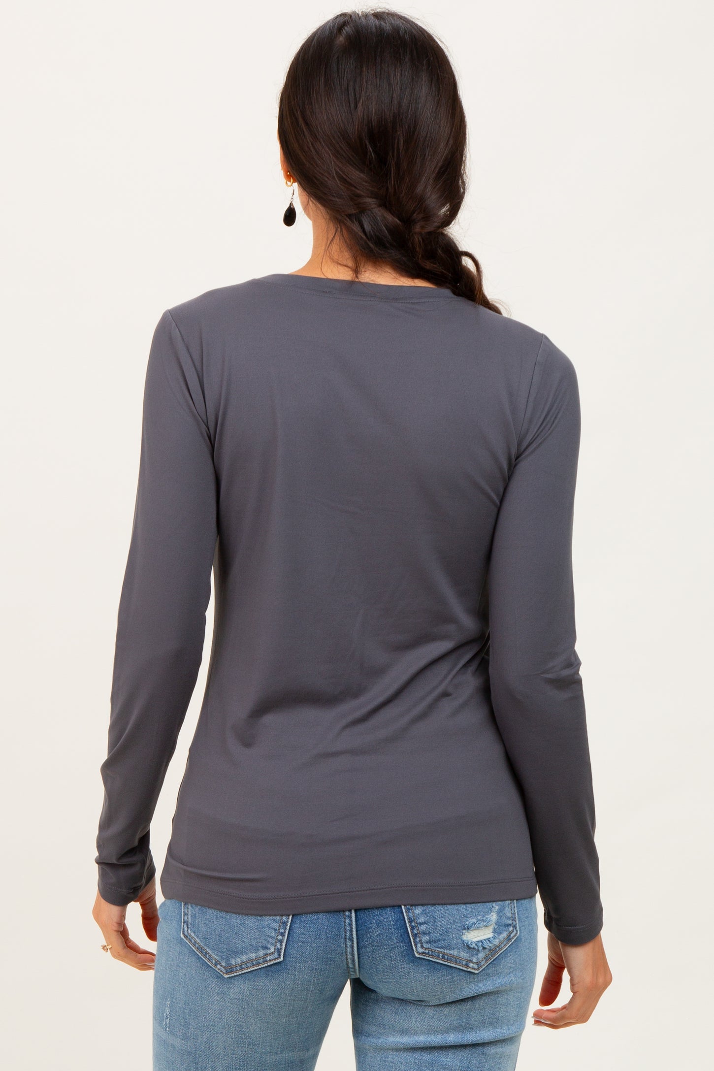 Charcoal Basic Long Sleeve Top