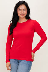 Red Basic Long Sleeve Top