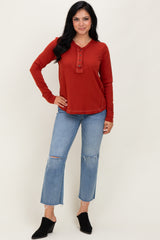 RustLong Sleeve Exposed Seam Top