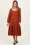 Rust Polka Dots Sweetheart Neck Maternity Midi Dress