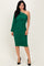 Forest Green Ruched Mesh One Shoulder Long Sleeve Midi Dress