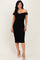 Black Mesh Off Shoulder Twist Front Midi Dress