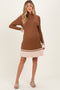 Mocha Ribbed Contrast Hem Maternity Sweater Dress