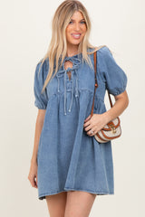 Blue Chambray Double Front Tie Dress