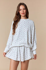 Magenta Floral Waffle Knit Oversized Maternity Long Sleeve Top