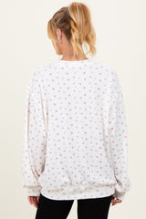 Magenta Floral Waffle Knit Oversized Maternity Long Sleeve Top