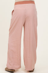 Mauve Gingham Drawstring Maternity Lounge Pants