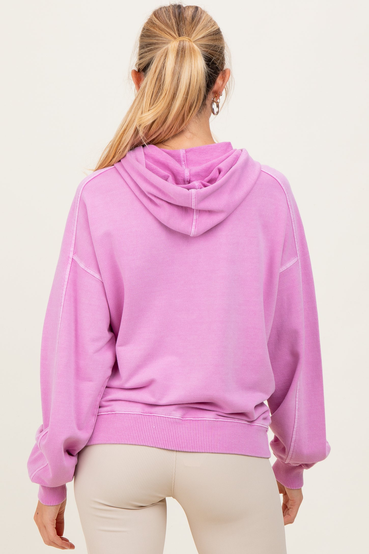 Pink French Terry Hooded Maternity Sweatshirt