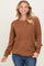 Camel Waffle Knit Rounded Hem Sweater