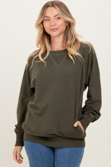Olive Vintage Wash French Terry Pullover