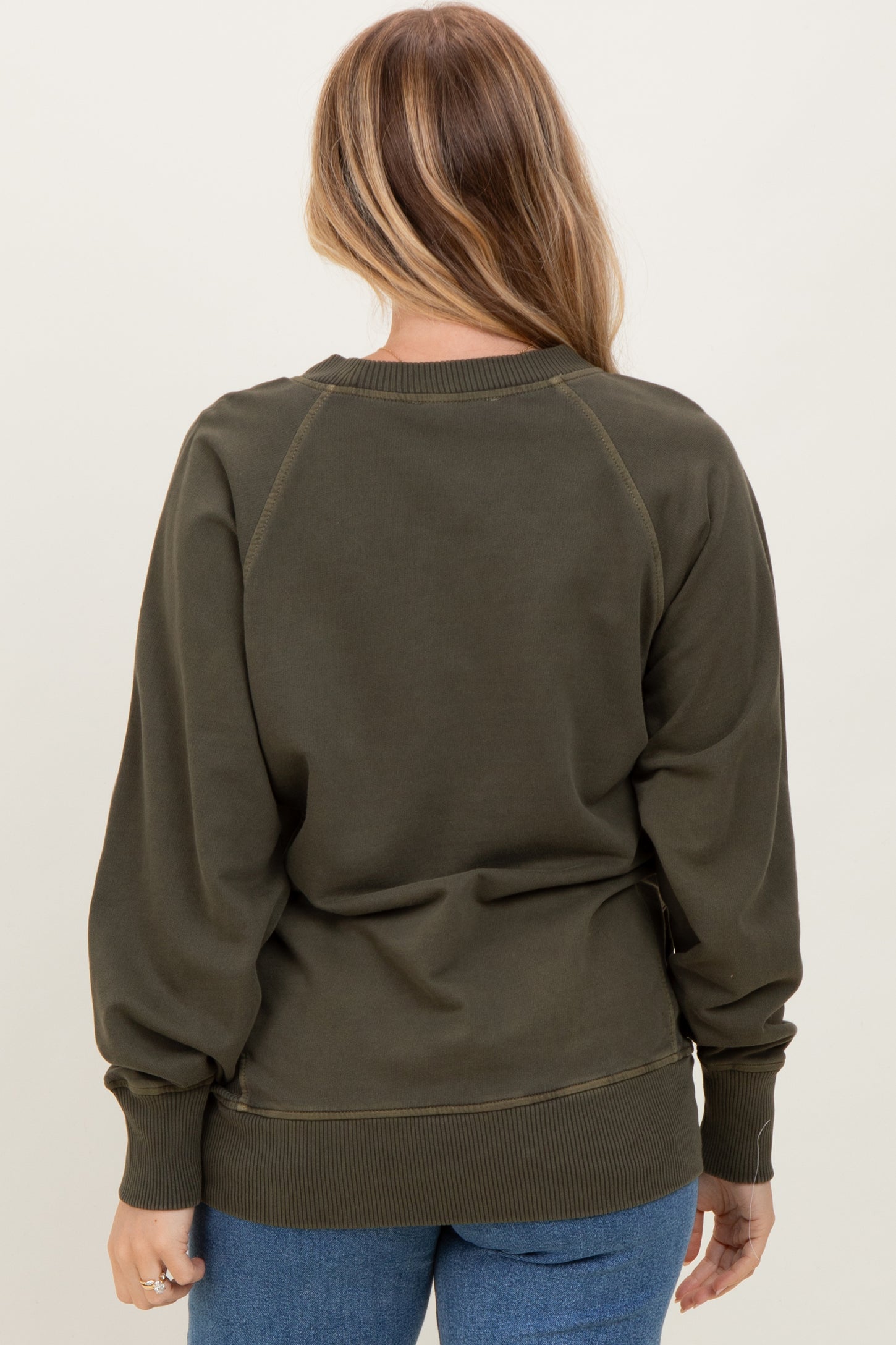 Olive Vintage Wash French Terry Pullover
