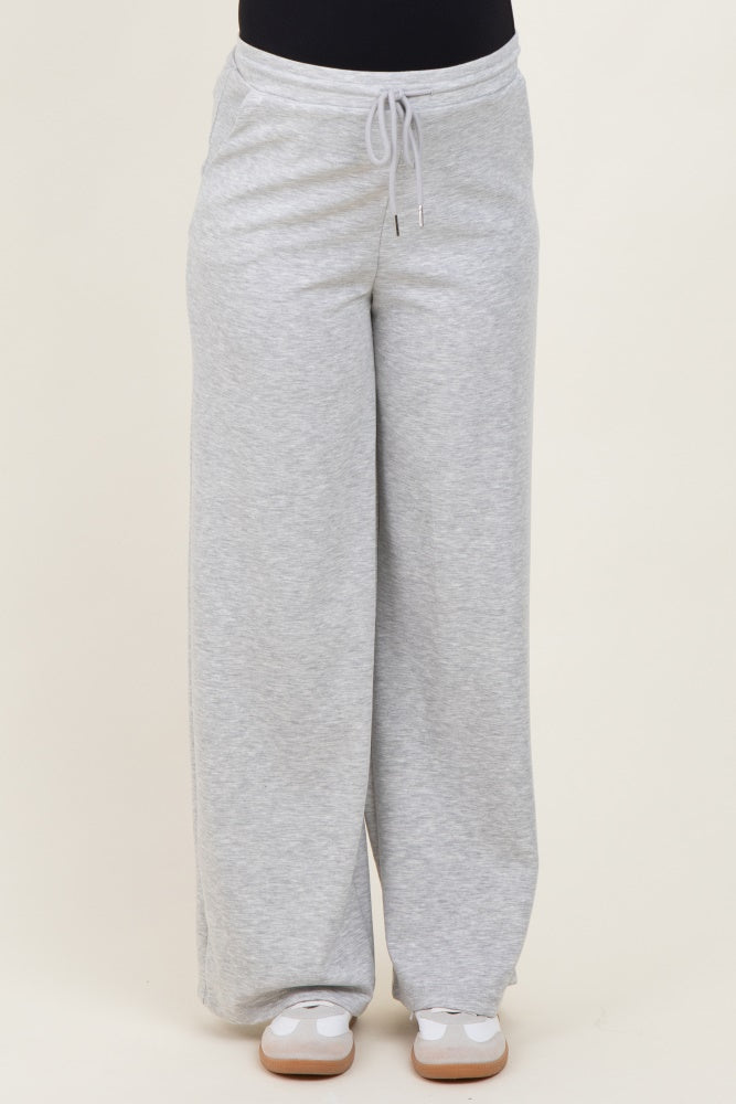 Heather Grey Flowy Knit Drawstring Maternity Pants