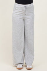 Heather Grey Flowy Knit Drawstring Maternity Pants