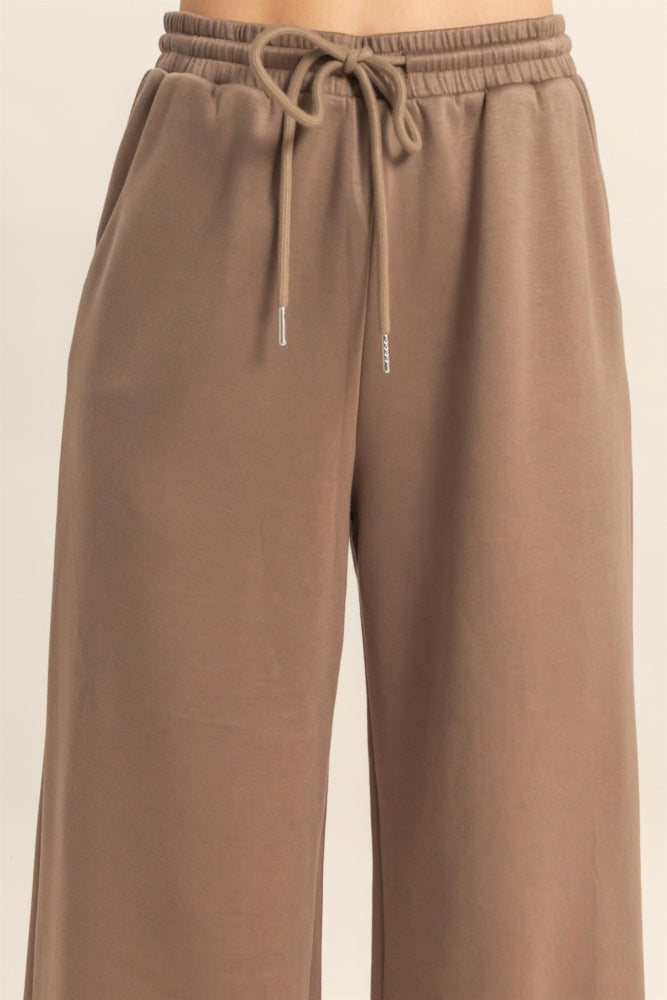 Mocha Flowy Knit Drawstring Pants