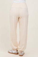 Cream Scuba Drawstring Waist Relaxed Jogger Sweatpants