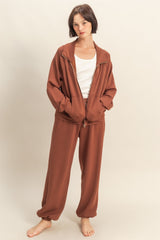 Camel Scuba Drawstring Waist Relaxed Maternity Jogger Sweatpants