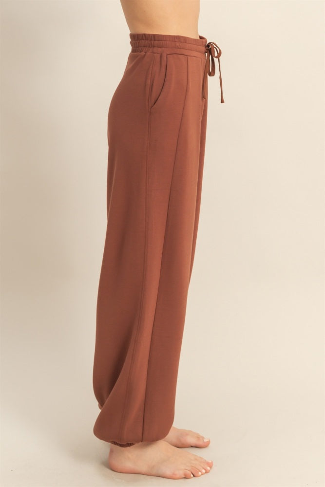 Camel Scuba Drawstring Waist Relaxed Jogger Sweatpants