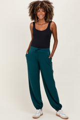 Green Scuba Drawstring Waist Relaxed Maternity Jogger Sweatpants