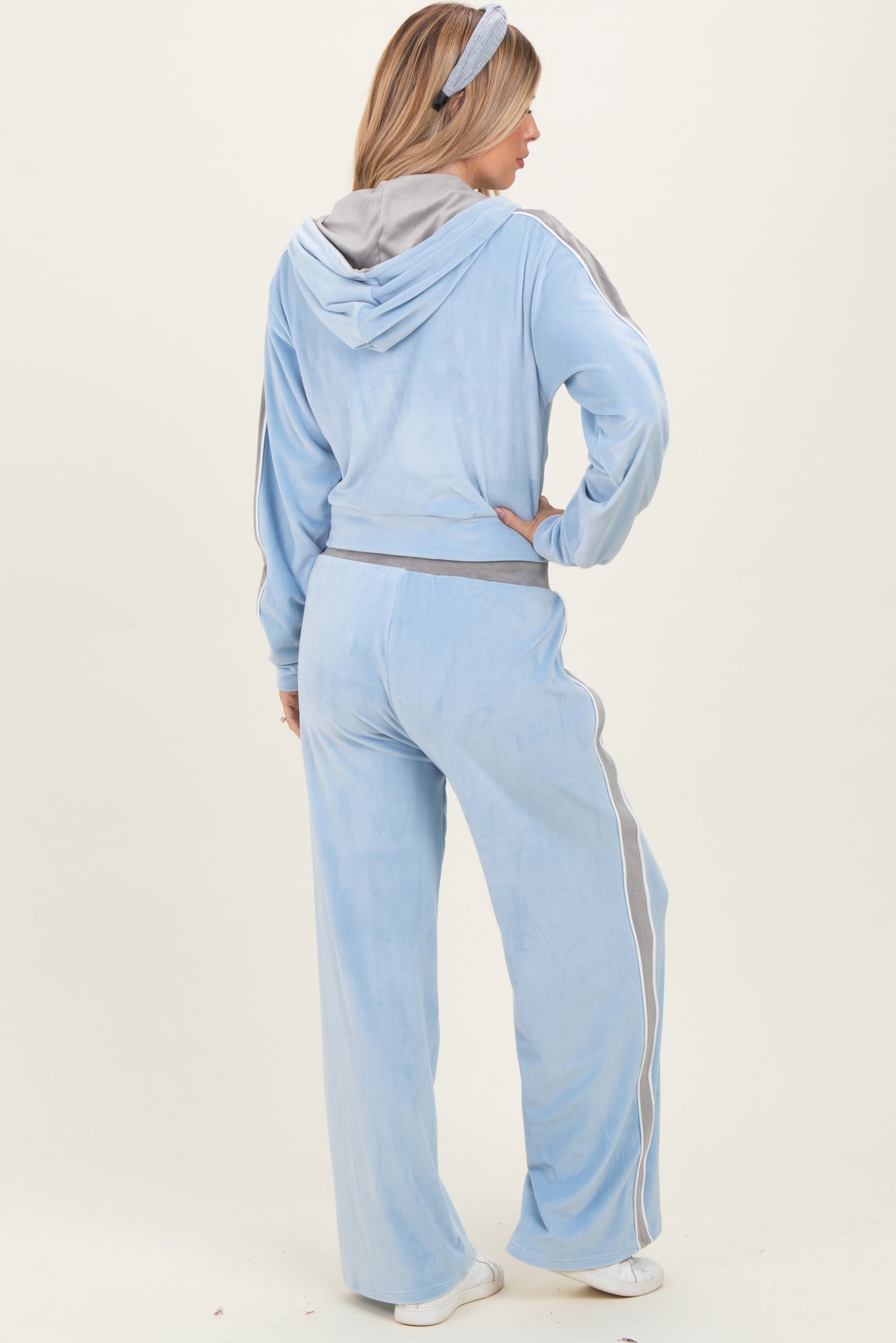 Light Blue Velour Tracksuit Set