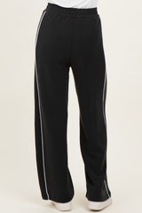 Black Striped Wide Leg Track Pants