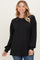 Black Puff Sleeve Solid Ribbed Top