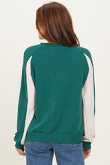 Forest Green Textured Rib Colorblock Pullover