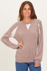 Mocha Textured Rib Colorblock Pullover