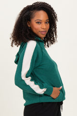 Forest Green Textured Rib Colorblock Hoodie