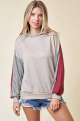 Rust Colorblock Stripe Pullover Hoodie
