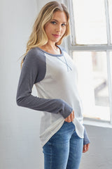 Navy Raglan Long Sleeve T-Shirt