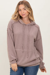 Mocha Long Sleeve Brushed Urban Rib Hoodie Top