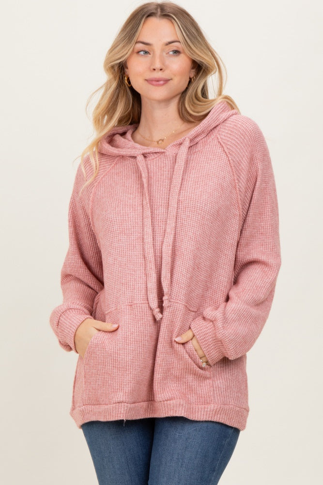 Mauve Long Sleeve Solid Hoodie Top