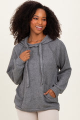 Charcoal Long Sleeve Solid Maternity Hoodie Top