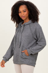 Charcoal Long Sleeve Solid Hoodie Top