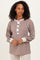 Mocha Long Sleeve Contrast Button Detail Rib Top