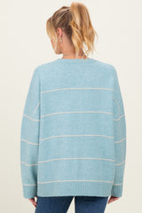 Light Blue Striped Drop Shoulder Maternity Sweater