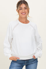 Ivory Crochet Lace Detail Maternity Oversized Sweatshirt