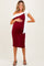 Burgundy Oversized Bow One Shoulder Maternity Midi Dress