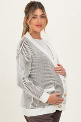 Olive Pocketed Button Front Maternity Cardigan