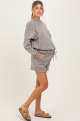Taupe Fleece Sweatshirt Shorts Maternity Set