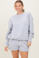 Heather Grey Fleece Sweatshirt Shorts Set