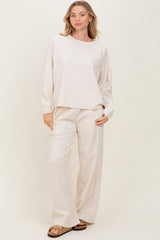 Cream Crewneck Pullover Pant Set