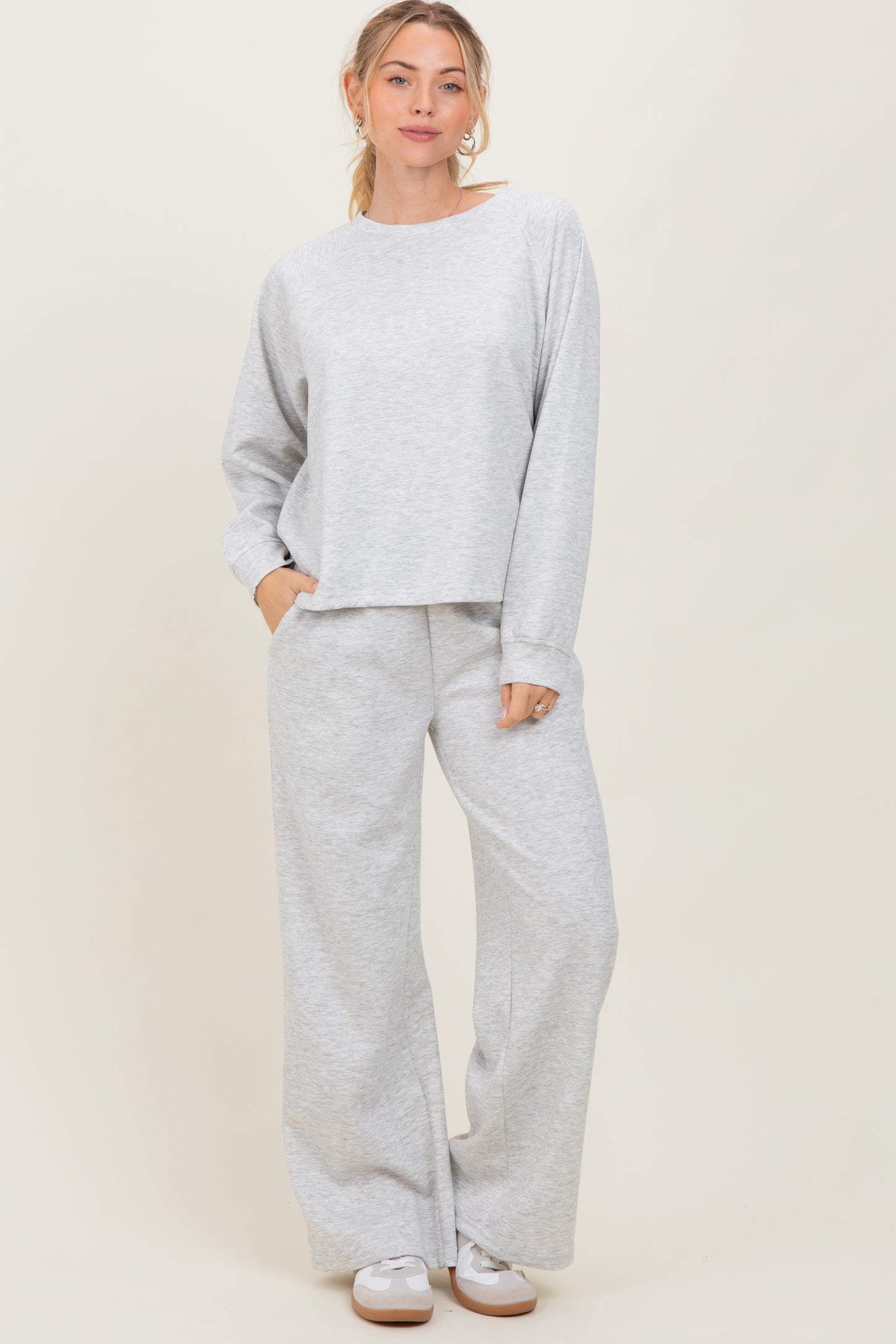 Heather Grey Crewneck Pullover Pant Set