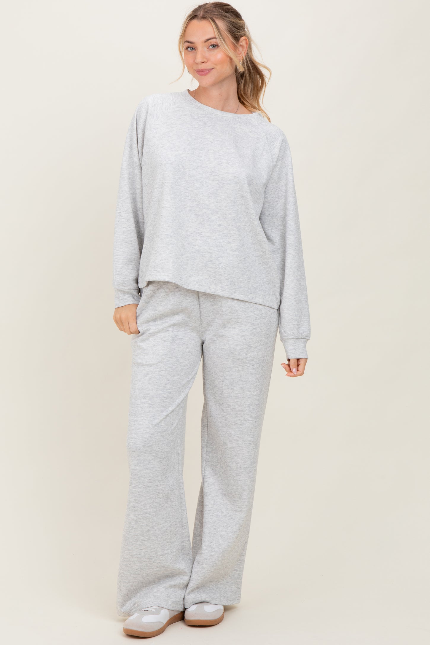 Heather Grey Crewneck Pullover Pant Set