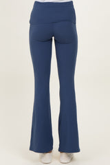 Navy Fold Over Waistband Flared Pants