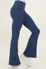 Navy Fold Over Waistband Flared Pants