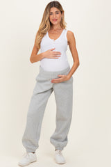 Heather Grey Fleece Maternity Sweatpants