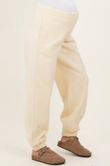Cream Fleece Maternity Sweatpants