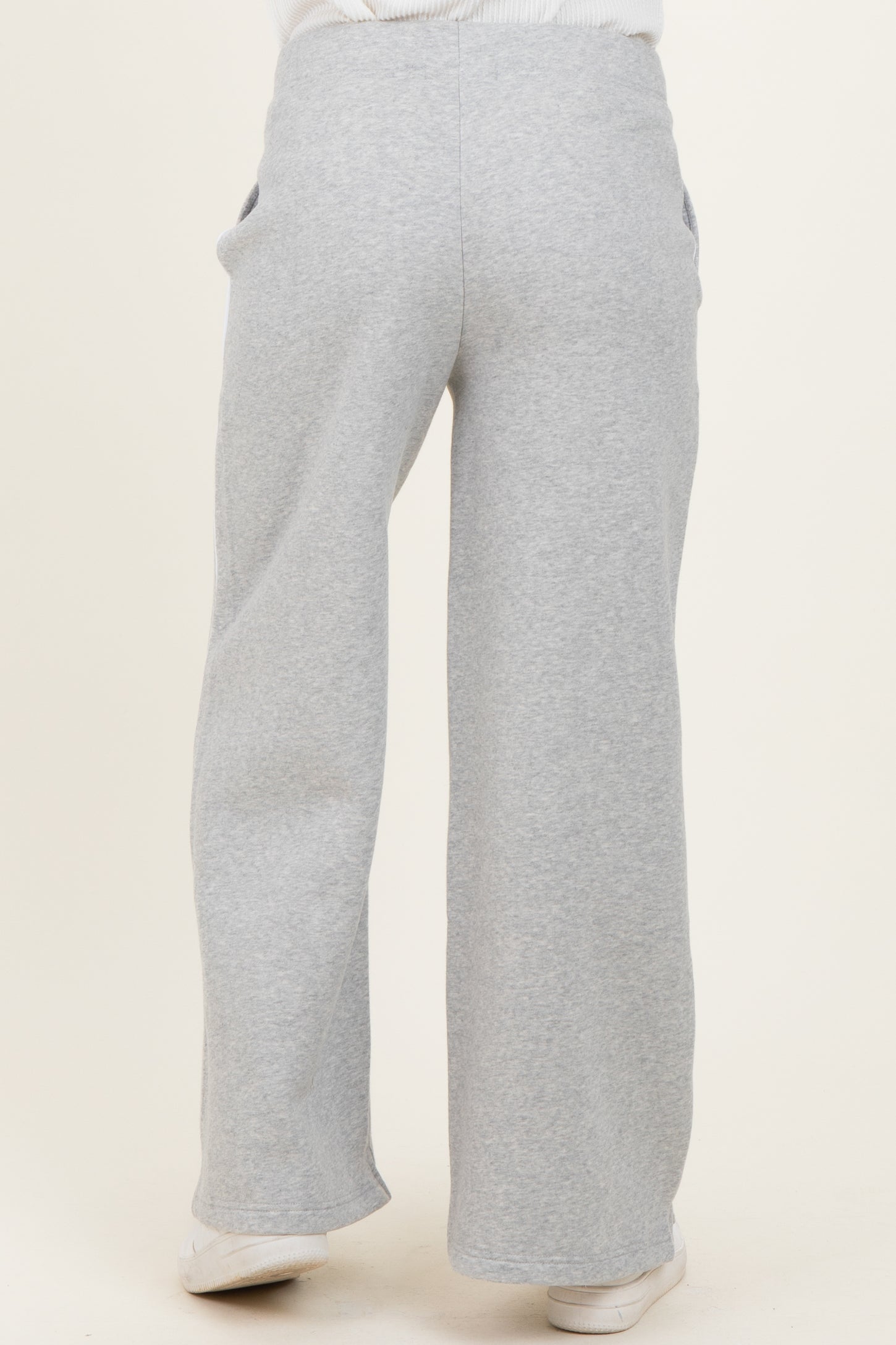 Heather Grey Fleece Wide Leg Maternity Sweatpants