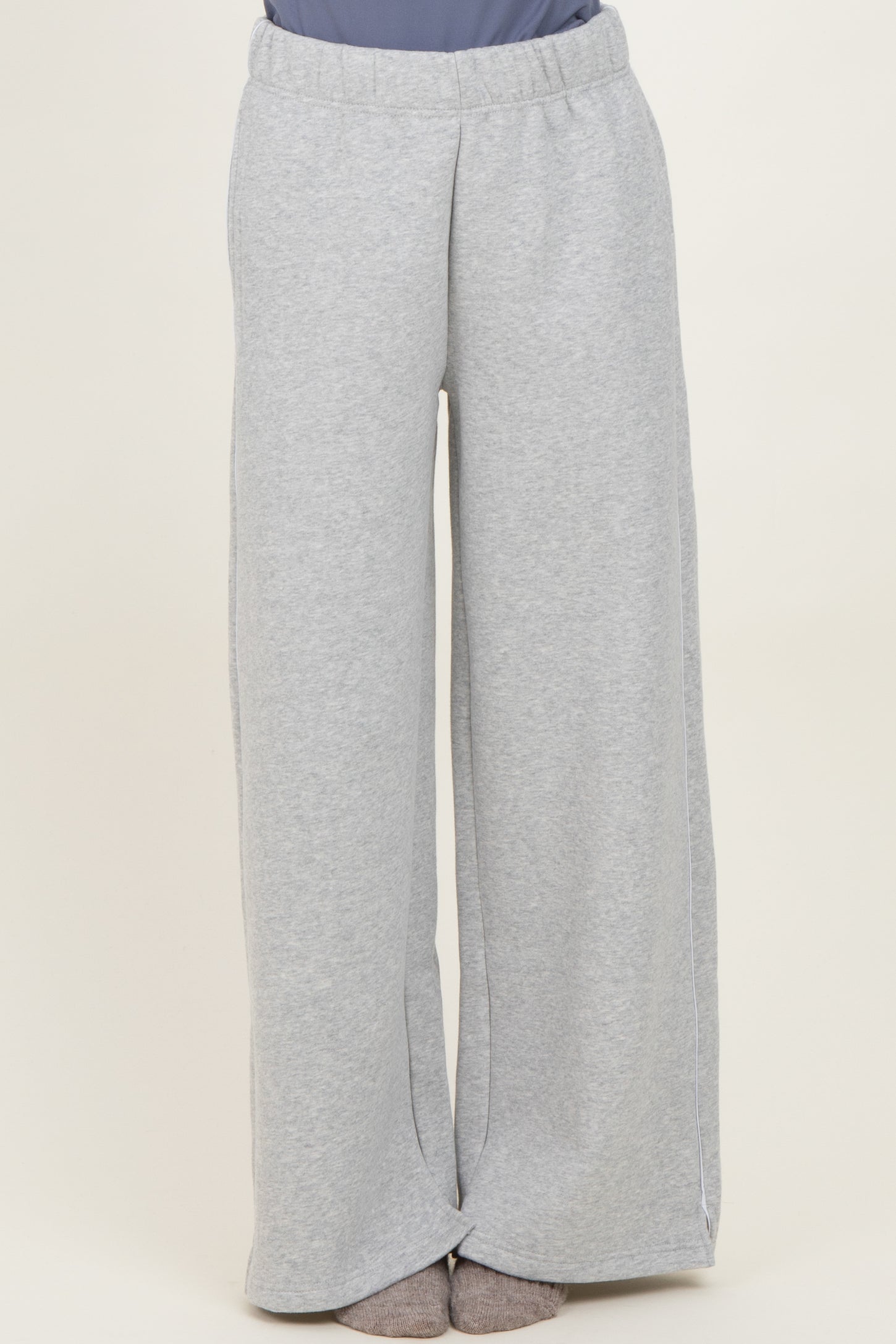 Heather Grey Fleece Wide Leg Sweatpants